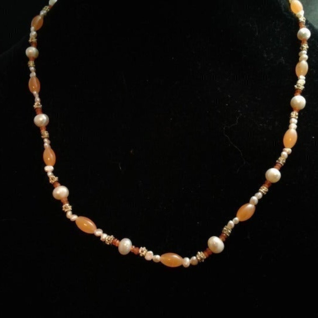 Handmade Carnelian Pearl Necklace 417 61$